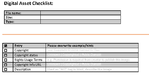 Paper media assets check list